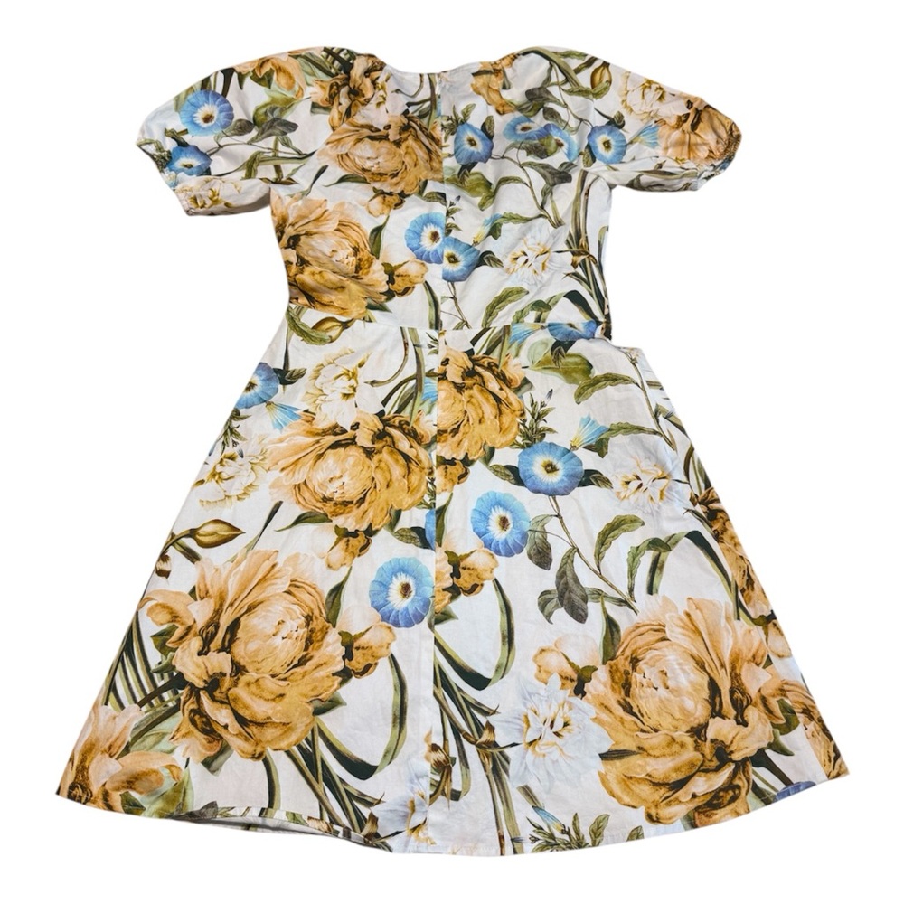 Favorite Daughter Floral V-Neck Mini Dress - White, Yellow & Blue Sz 4 Zip Close - Picture 3 of 6